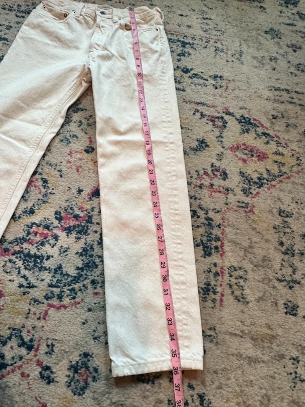 Everlane 100% Organic Cotton Cream Color Rigid Slouch Straight Leg Jean- sz 23 - Picture 5 of 9